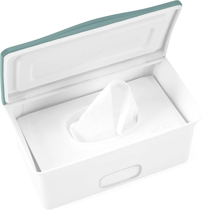 Ubbi Baby Wipes Dispenser with Weighted Plate, Open Water | Rubber Seal Keeps Wipes Fresh, Non-Skid Feet, Holds Standard Pack of Wipes, Baby Changing Station Essential by Unknown