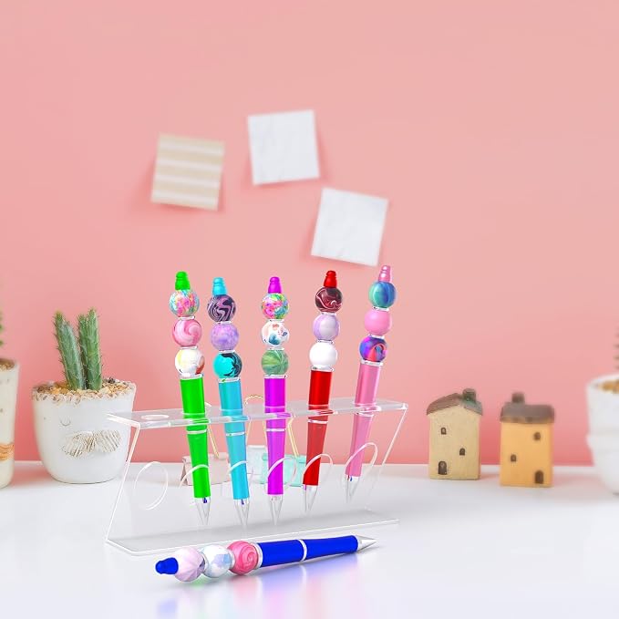 Marketing Holders 6 Pack Beaded Pen Holder 6 Slot Clear Acrylic Organizer Perfect for Beaded Pens Marker Paint or Makeup Brushes Lip Eye Liner Retail Department Stores Space Saving - Image 6