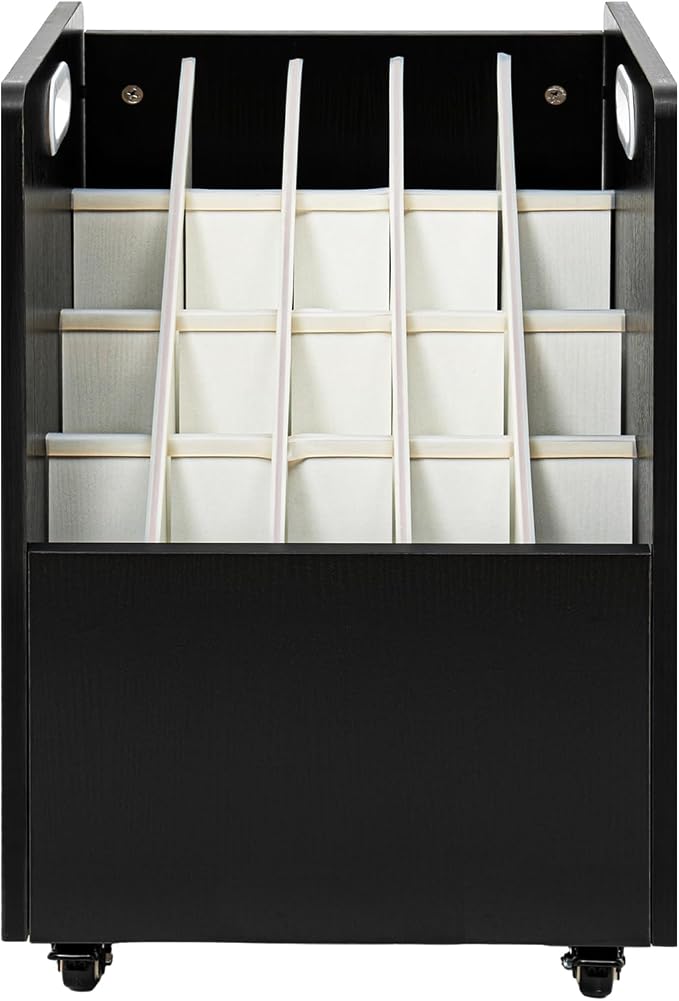 Mobile 20 Slots Blue Print Storage Organizer,Construction Plan Holder,Black | Removable Dividers,Max.Total Load 44lbs, Blueprint,Map,Newspapers,Roll Files Storage with 4 Wheels for Office,School,Meeting - Image 8