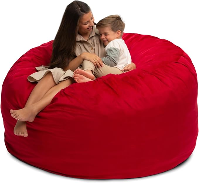 ULTIMATE SACK | 6 Ft Bean Bag Chair Replacement Cover Only | Red Suede | Removable Washable Cover only - Image 8