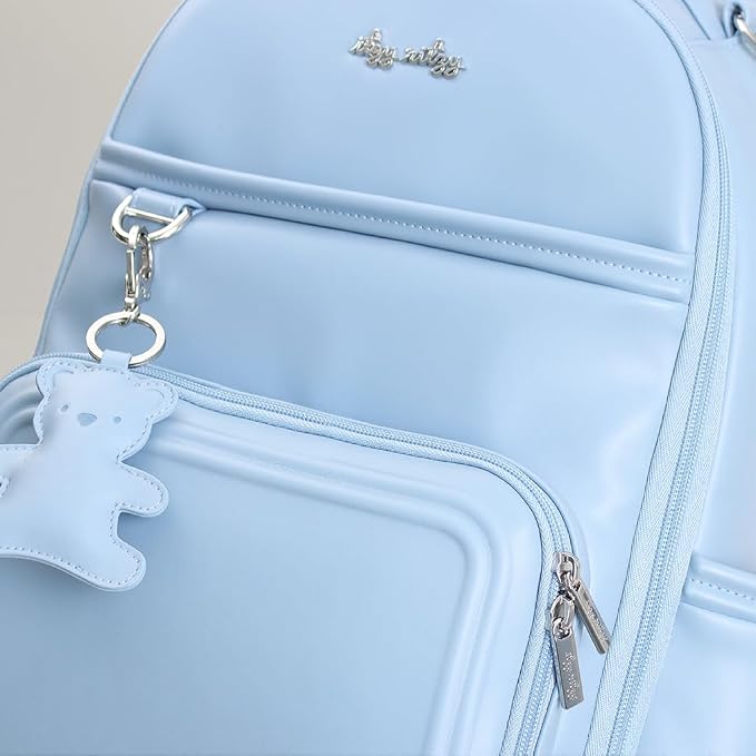 Itzy Ritzy Boss Plus Large Diaper Bag Backpack with 19 Pockets (Teddy Blue) | Includes 2 Insulated Bottle Pockets, Changing Pad, Stroller Clips, Comfortable Padded Straps, Easy-to Clean, Travel-Ready - Image 11