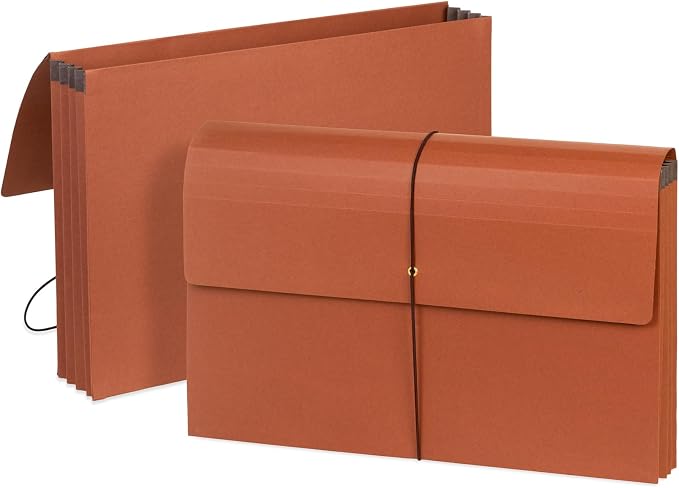 Blue Summit Supplies 10 Redrope Expanding File Wallets, Legal, 3.5" Brown | 3.5 in expansion, elastic string closure, legal size, for documents, files, and travel filing by BlueSummitSupplies