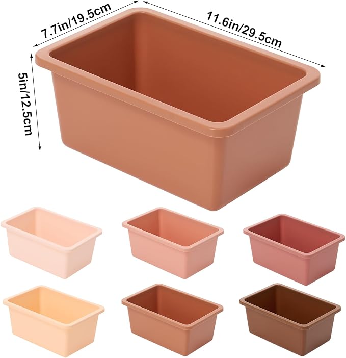 Zonon 12 Pcs Plastic Cubby Storage Bin Back to School Classroom Cubby Organization Storage Container with 1 Pack Self Adhesive Label for Office School Library(Boho Color,11.61 x 7.68 x 4.92) - Image 2