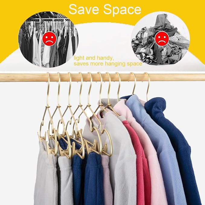Premium 16.5” Matte Gold Metal Clothes Clips Hangers, Heavy Duty Skirt Slack Hangers, Metal Rack for Trousers Non Slip Clips, Clothes Hanger Display and Storage, 30 Pack - Image 7