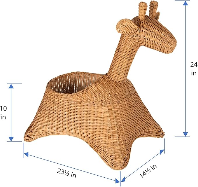 KOUBOO Wicker Giraffe, Naural Color Storage Basket, Brown | Playful animal-inspired design, spacious open storage, easy-access organization, charming accent for nurseries and playrooms - Image 4