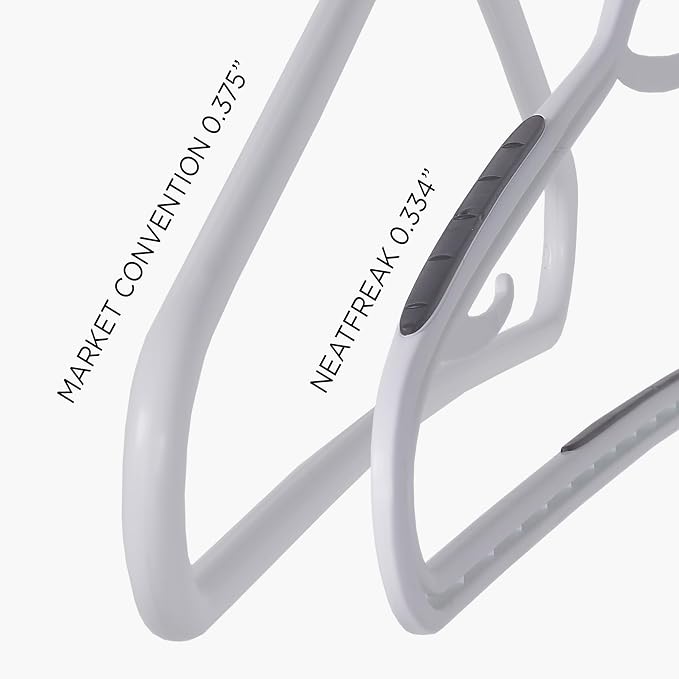 Neatfreak Slim Non Slip Hangers - Space Saving Hangers for Clothes with Lingerie Hooks and Pants Accessories Bar - Patented W Frame White Plastic (40) - Image 3