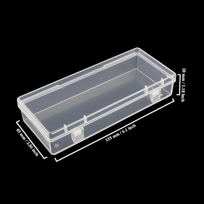 6 Pack Rectangular Clear Plastic Storage Containers Box with Hinged Lid for Beads and Other Small Craft Items (6.1 x 2.56 x 1.18 inch) | Hinged Lid, Double Buckles, For Beads and Small Craft Items - Image 2