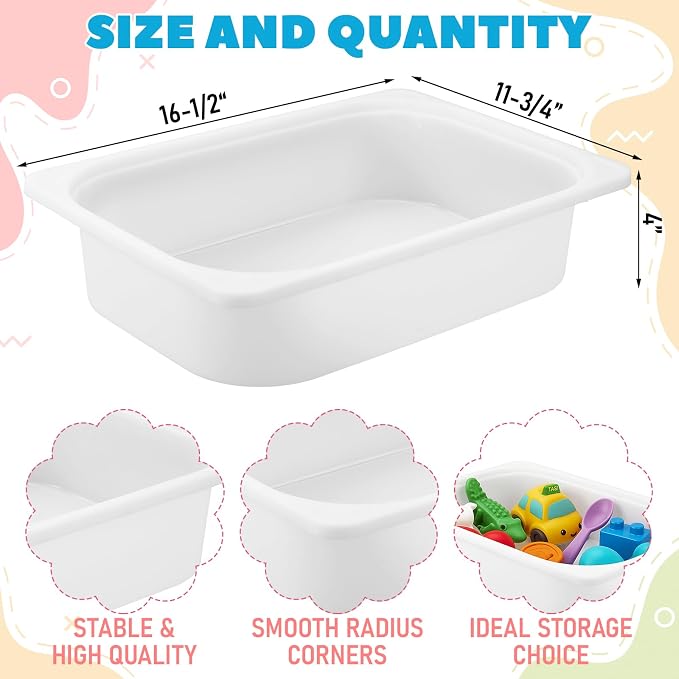 Kathfly Set of 4 Storage Box White 16-1/2 x 11-3/4 x 4 Stackable Plastic Bins Open Storage Boxes, Book Organizer Polypropylene Cabinet Organizer for Home Office and School Supplies - Image 2