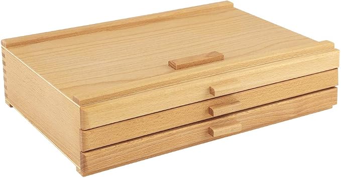 Creative Mark Pastel Storage Box, 3 Drawer Wood Box with Foam Lining, Sturdy and Stackable Art and Craft Supplies Storage Box for Artist Tools, Pens, Pencils and More, Natural Finish - Image 6
