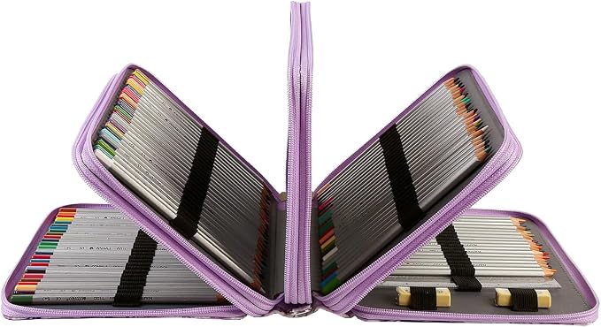 200 Slots Colored Pencil Case Organizer, 4 Layer Bag | Twill Oxford fabric,203 elastic loops,detachable handle,for travel, home storage,drawing tools,creative gifts - Image 2