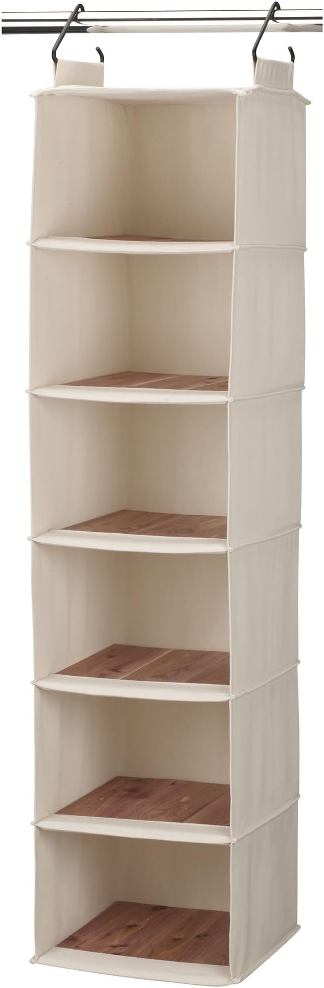 Household Essentials Cedarline 6‑Shelf Hanging Closet Organizer in Heavy‑Duty Cotton Canvas, Cream - Image 7