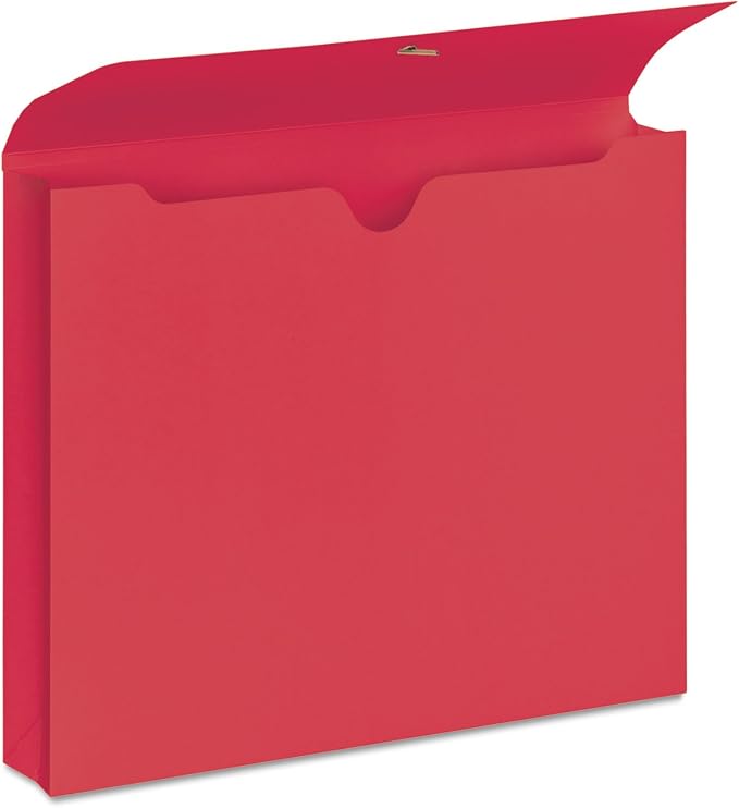 Smead Colored Expanding File Wallet with Flap and Cord Closure, 2" Expansion, Letter Size, Red, 10 per Box (77205) - Image 2