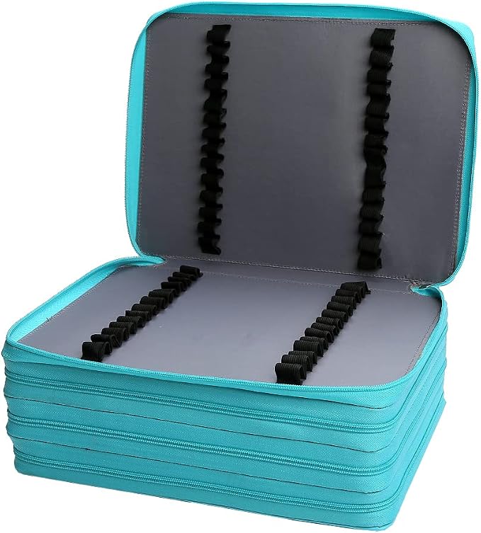 Marker Pen Organizer Case 224 Slots w/Handle & Shoulder Strap | 4-Layer Zipped Pencil Pouch PU Leather w/Open Front pocket for Gel Pen Markers to Artists, Painters - Image 4