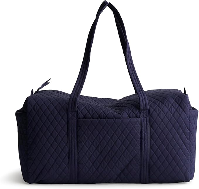 Vera Bradley Women's Premium Cotton Large Original Duffel Bag – Carry On Weekender Travel & Gym Bag – Peacoat, 58L - Image 6