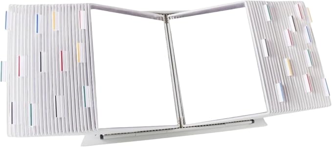 Tarifold Desktop Reference Display System, 50 Pockets, Expandable, White | 50 Double-Sided PVC Pockets, Holds 100 Letter-Size Sheets, Sturdy Metal Base, Quick-Find Indexing, Quick and Easy to Assemble by TARIFOLD