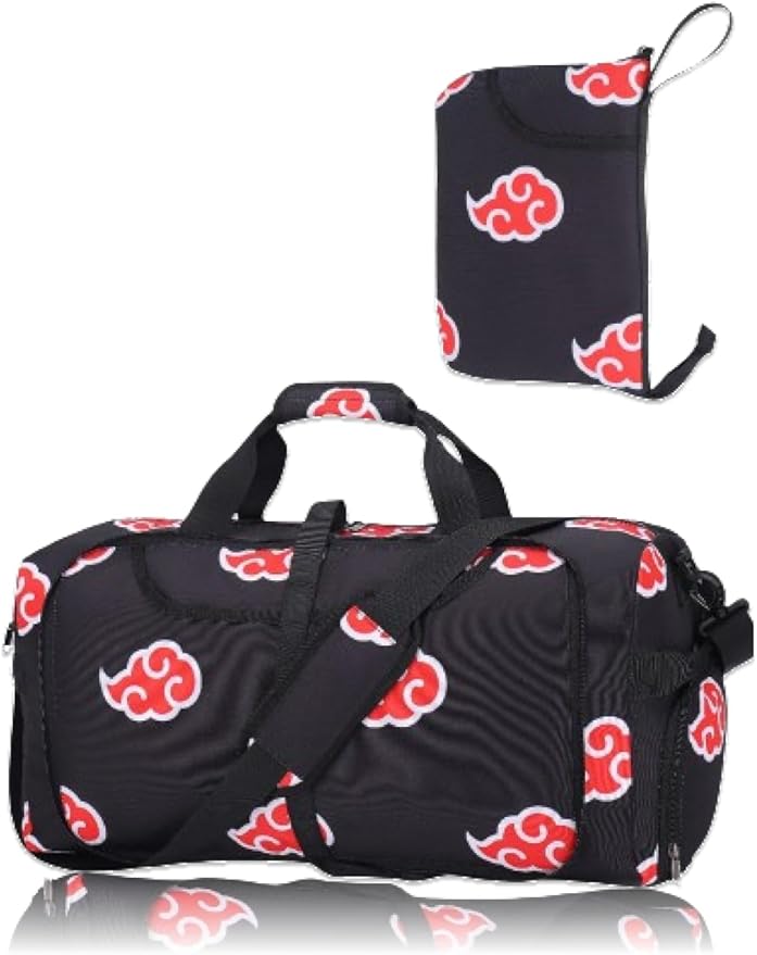 Anime Gym Bag for Women Men - Foldable Large Workout Travel Soccer Basketball Sports Tactical Camping Weekender Overnight Expandable Foldie Carry On Duffle Bag with Shoe Compartment, 55L (Akat) by CrownLimitedSupply