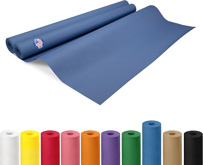 36" x 1200" (100 ft) Blue Kraft Paper Roll, Pack of 2 - USA-Made Quality Craft Paper for Gift Wrapping, Kids' Arts & Crafts, School Projects - 100% Recycled, 50 lb Natural Material by IDL Packaging by IDLPackaging