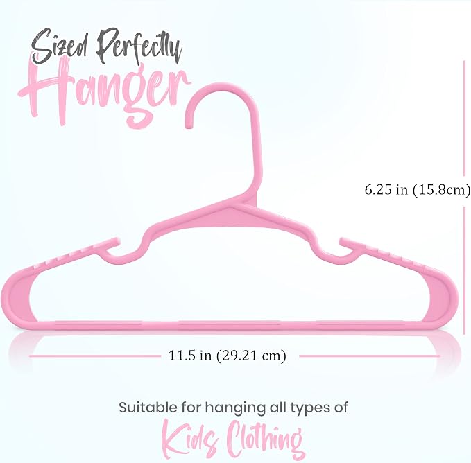 Utopia Home Kids Hangers 20 Pack – 11.5 Inch Baby Closet Hangers Baby Pink | Plastic baby hangers | Fits children's & infant clothes | Gentle on delicate garments - Image 3