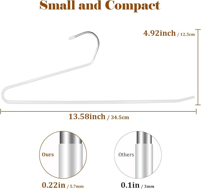 Open Ended Pants Hangers,30-Pack Clothes Hangers Space Saving, Non-Slip Pants Hangers,Black Metal Hangers Design for Jeans,Slacks,Scarf (White) - Image 3