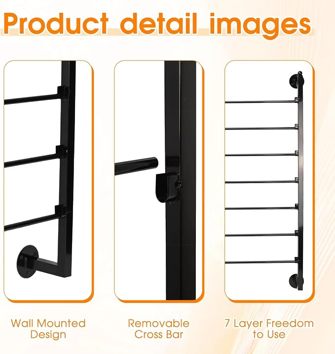 7-Tier Wall Mount Ribbon Holder Organizer Rack | Large Capacity Metal Ribbon Storage for Craft Room, Wrapping Paper, Scarf, Belt & Flower Shop Display - Image 2