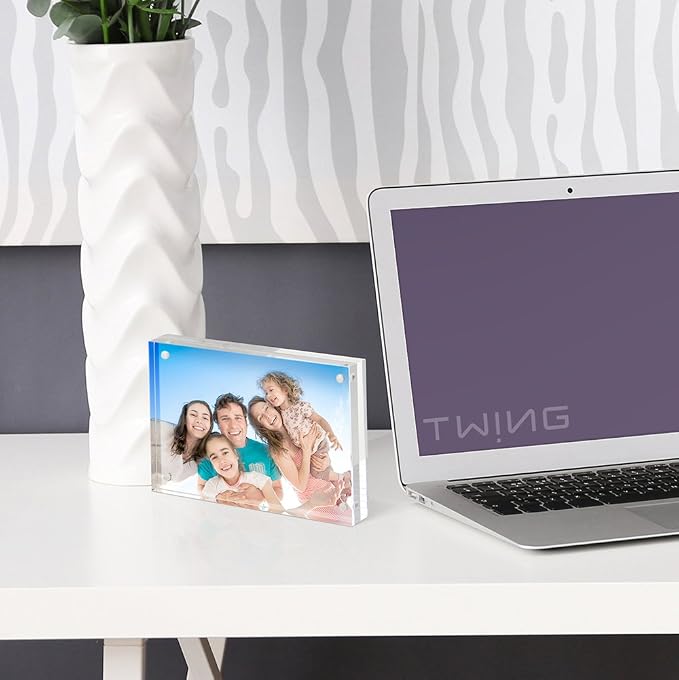5x7 Acrylic Frame 1 Pack,24MM Thicker Frameless Clear Picture Frames | Freestanding Double Sided Magnetic Picture Frame,Acrylic Picture Frames for Desktop Display with Microfiber Cloth,Gift Ideal - Image 6