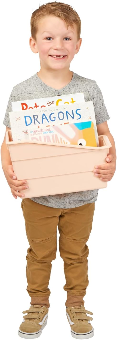 Really Good Stuff Durable Book & Binder Holders, Set of 6 Boho Colors | Plastic Storage Bins for Classroom & Office, File Folder Organizer, Magazine Holder, Book Display - Image 7