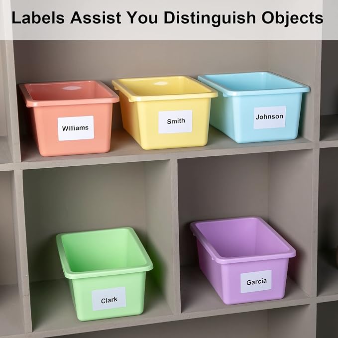 Outus 24 Pack Book Bins for Classroom Plastic Cubby Storage Bins Colored Kids Toy Organizer Container with 120 Pcs Self Adhesive Label for Student Teacher Library School Office Home (Candy Color) - Image 4