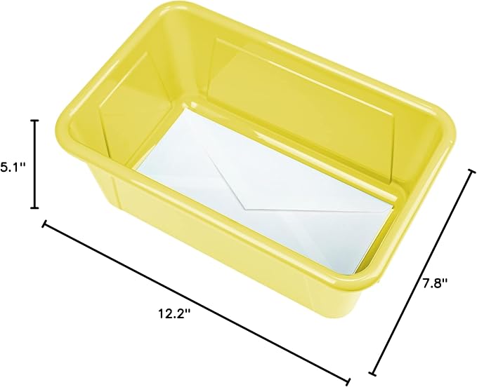 Storex Small Cubby Bins, Pack of 5, 12.2 x 7.8 x 5.1 Inches, Yellow (62410U05C) - Image 11