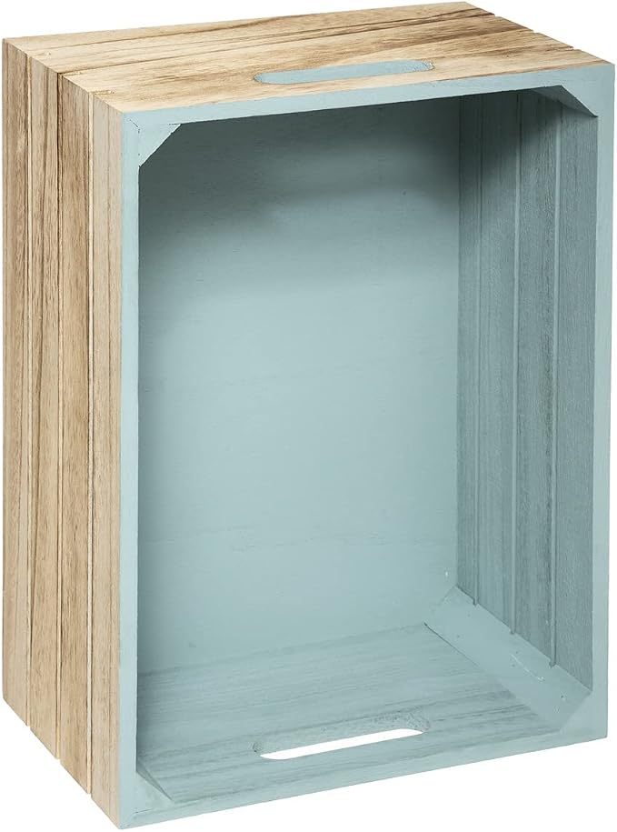 Atmosphera - Set of 3 Wooden Crate Storage Crates with Green Interior - Image 2