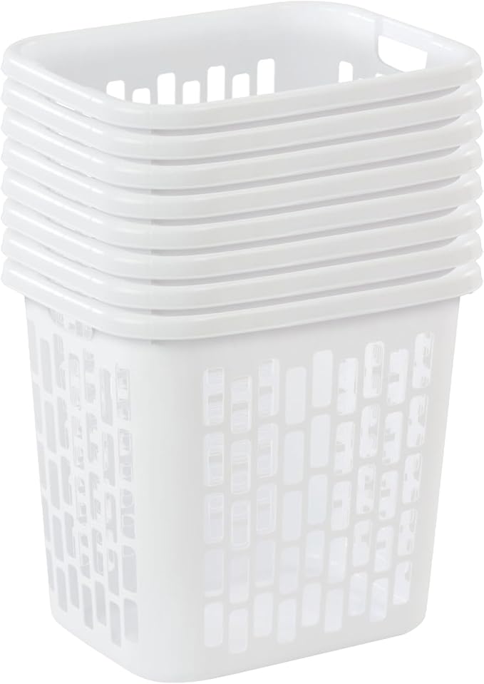 Sterilite Ultra Easy Carry Plastic Dirty Clothes Laundry Basket Hamper with Integrated Handles and Ventilation Holes, White (8 Pack) by Sterilite