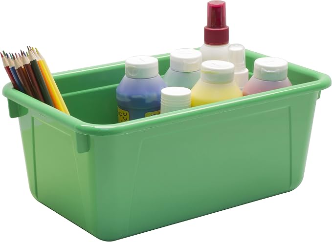 Storex Small Cubby Bins – Plastic Storage Containers for Classroom with Non-Snap Lid, 12.2 x 7.8 x 5.1 inches, Green, 5-Pack (62409A05C) - Image 8