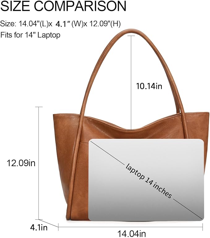 GAEKEAO Tote Bag for Women Vegan Leather Zipper Shoulder Bags Travel Purses | Large Capacity Purse Handbags, Inner Pocket with Key Clip, Fits 14" Laptop, for Casual Work Dating Commute Daily Weekender - Image 3