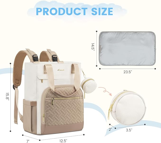 LOVEVOOK Diaper Bag Backpack, Large Capacity Portable Baby Bag with Foldable Diaper Changing Pad, Waterproof Baby Diaper Bags Gift for Mon Dad, Dark Coffee - Image 6