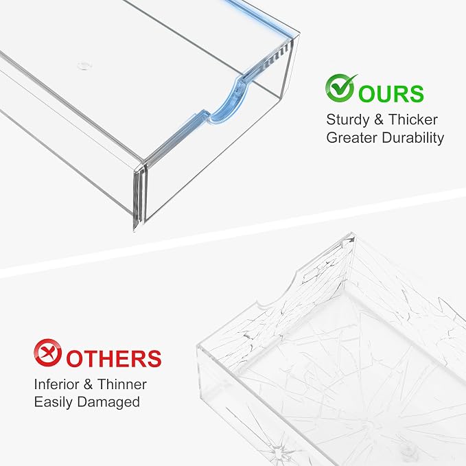 Acrylic Drawer Organizer with 10 Drawers, 2 Set Craft Organizers and Storage, Clear Storage Drawers, Desk Drawer Organizer for Vanity, Office Supplies, Jewelry, Pen - Image 6