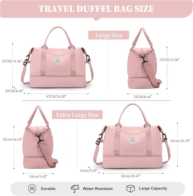 Weekender Bags for Women, Carry-On Overnight Travel Duffel Bag | Travel Bag with Shoes Compartment & Toiletry Bag, Extra Large - Image 3