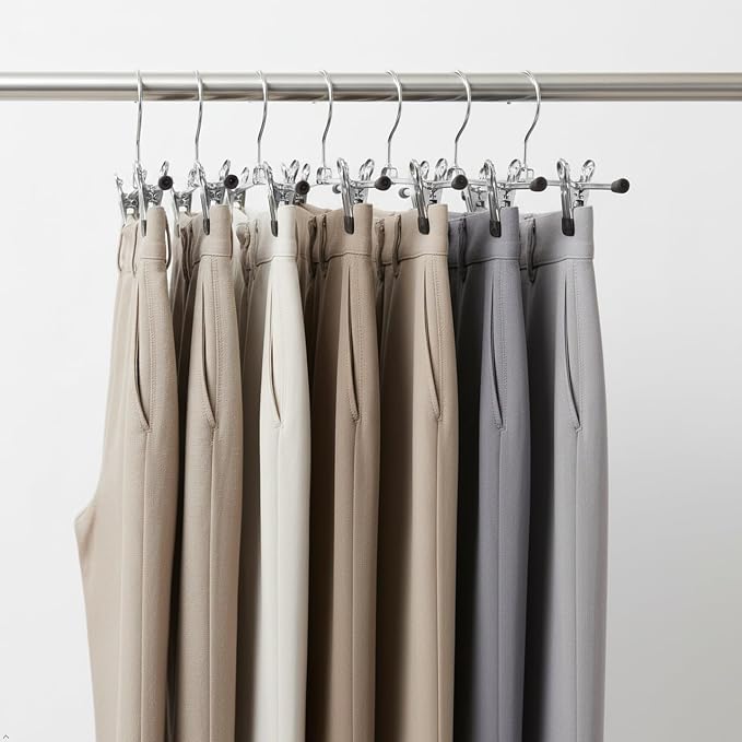 Mawa by Reston Lloyd Non Slip-Space Saving Clothing Hanger for Pant/Skirt with Two Non-Slip Clips, Style K/40D, 15.75", Set of 250, White - Image 5
