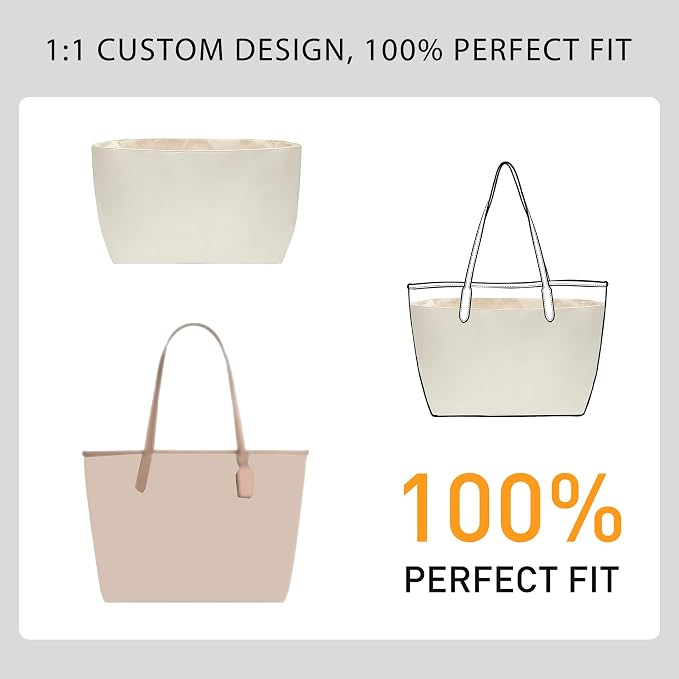 13 Inch Laptop Sleeve Tote Bag Organizer Insert for Coach City 33 Bag, Premium Soft Nylon Purse Organizer with 5 Pockets, Handbag Inner Divider Shaper with Elastic Cup Holder & Smooth Zipper - Image 5