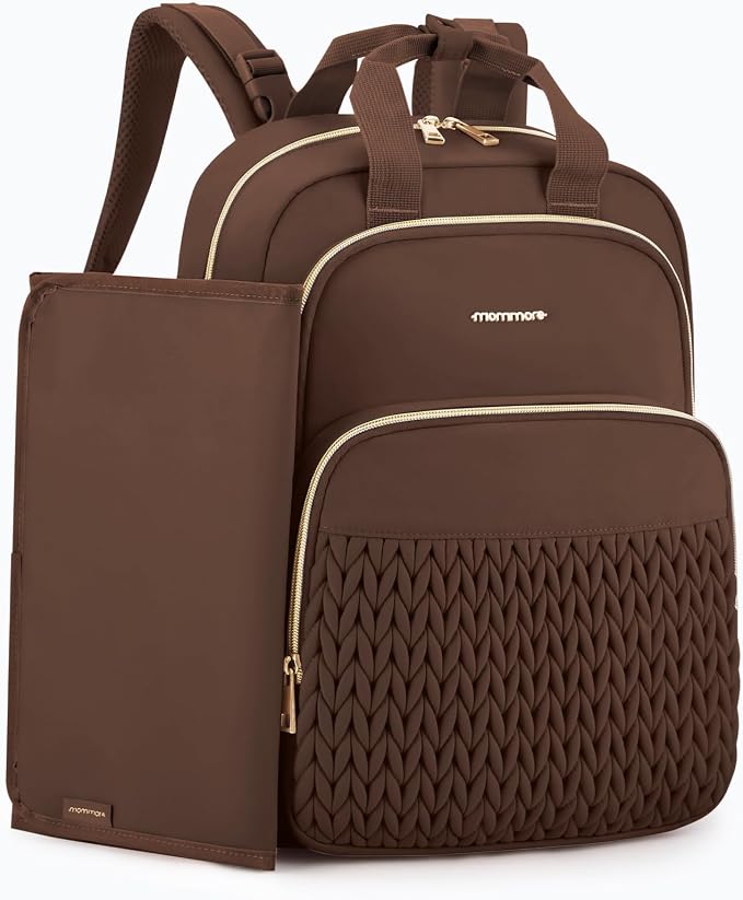 mommore Diaper Bag Backpack, Large Travel Baby Bag for Daily Essentials | Stylish Diaper Backpack for Toddler, Insulated Pockets, Changing Pad & Stroller Straps for Outdoor Trip by mommore