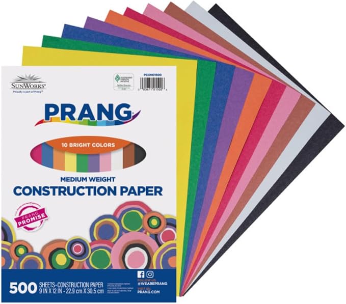 Prang SunWorks Construction Paper, 10 Assorted Colors, 9" x 12", 500 Sheets/Pack, Case of 6 Packs, 3000 Sheets Total - Image 3