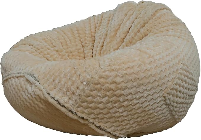 Soft Bean Bag Chair Cover No Filler Sofa Cover Storage Washable Bean Bag Cover Organizing Children Plush Toys for Living Room Bedroom (Beige, 3 feet-39.3"*39.3"*23.6") by Huamengoo