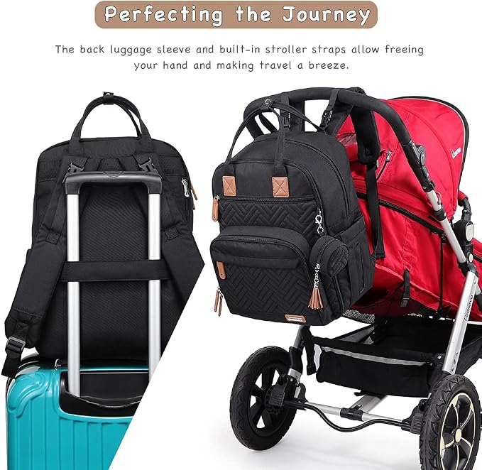 iniuniu Baby Diaper Bag Backpack, 4 in 1 kit Large Capacity Travel Backpack | Waterproof Backpack for Moms Dads,Travel Backpack with Pouch,Washable Changing Pad, Baby Essentials - Image 8