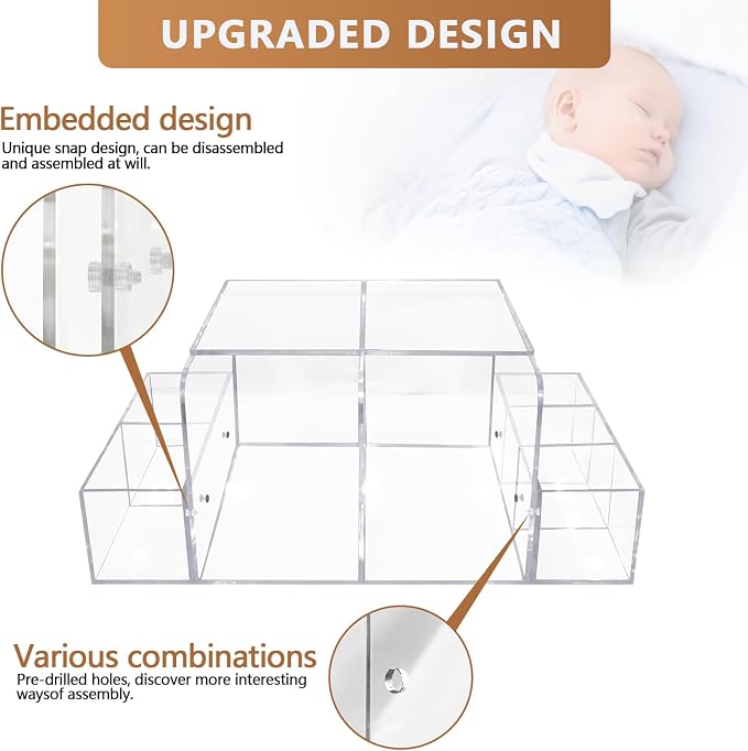 GILPWA Diaper Caddy, Baby Changing Table Organizer, Detachable Clear Acrylic Diaper Storage for Wipe Dispenser, Wipe Warmer and other Diapering Essentials - Image 4