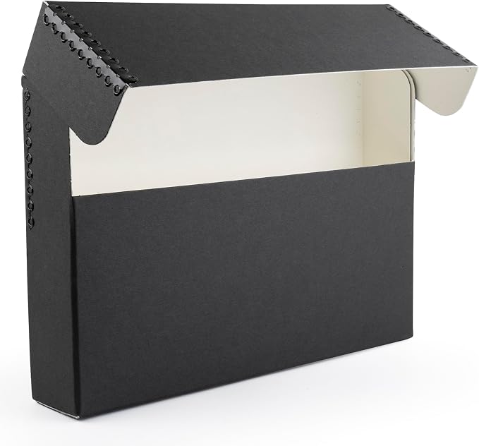 Lineco Archival Document Storage Box, Black, 12.5" x 10.5" x 5" | Letter-Sized, Metal Edge, Acid-Free Boxboard Case, Organize Files, Prints, Photos by Lineco