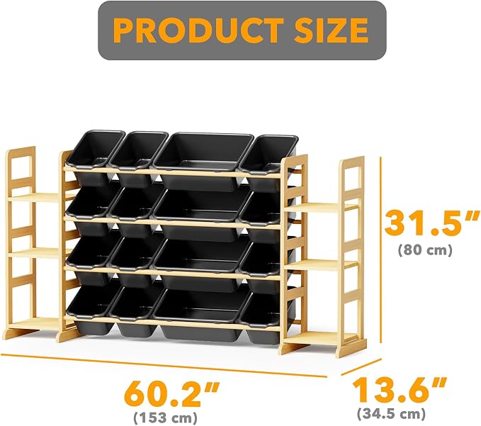 SpaceAid Toy Storage Organizer with 6 Shelves and 16 Bins, Toy Organizers Storage Bookshelf, Kids Bin Shelf Toys Box Bookcase for Bedroom Playroom Organization Room Decor, True Black - Image 2