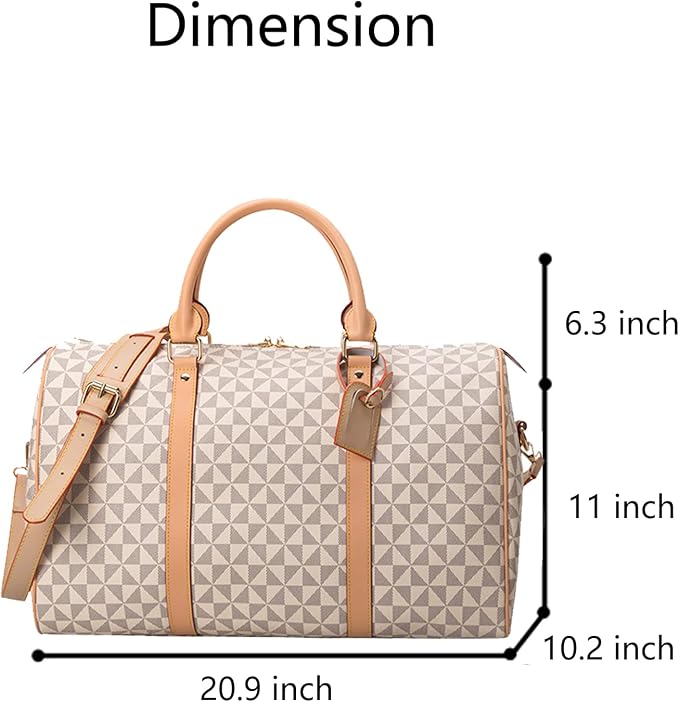 Large capacity Lightweight Weekender Travel Duffel Bag for Women Men Overnight Bag with Toiletry Bag Traveling Handbag for Gym Holiday (White) - Image 2