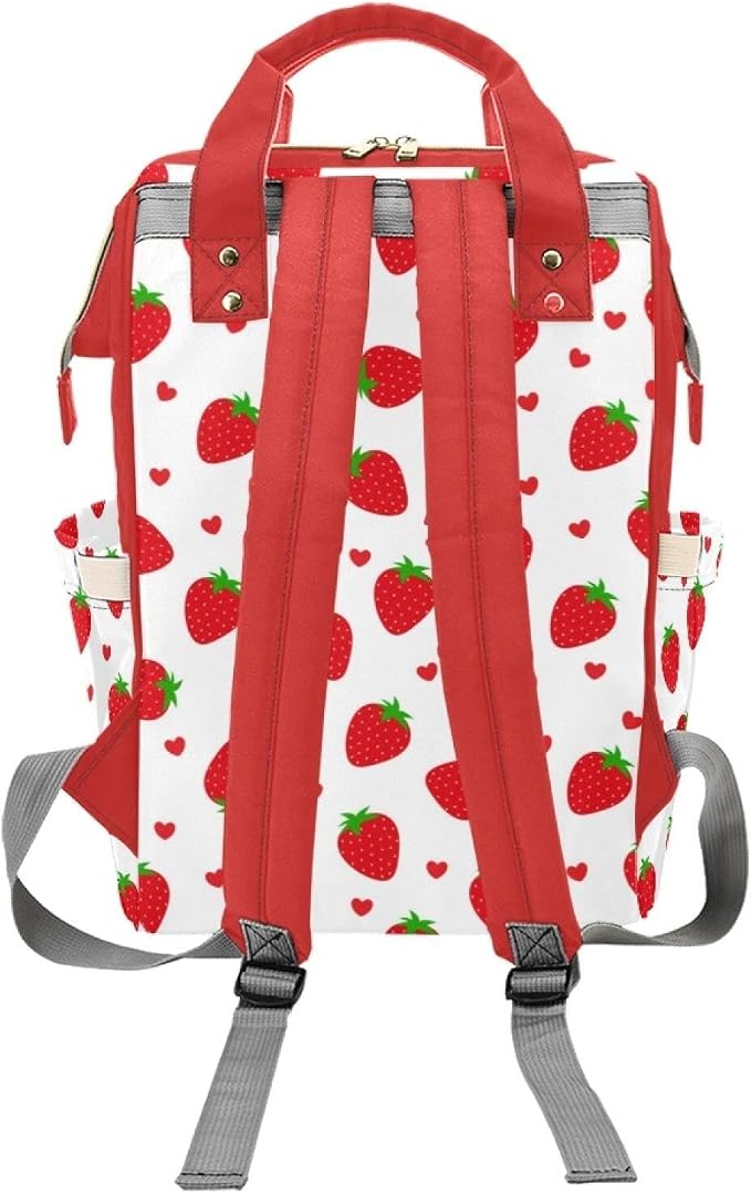 Custom Strawberry Baby Backpack – Personalized Diaper Bag with Name, Waterproof Large Capacity Nappy Bag with Insulated Pockets – Ideal Shower Gift for Moms & Dads - Image 4