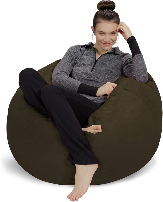 Sofa Sack Bean Bag Chair - Plush, Ultra Soft - Memory Foam Bean Bag Chair with Microsuede Cover - Stuffed Foam Filled Furniture and Accessories for Dorm Room 3 Feet - Olive by SofaSack