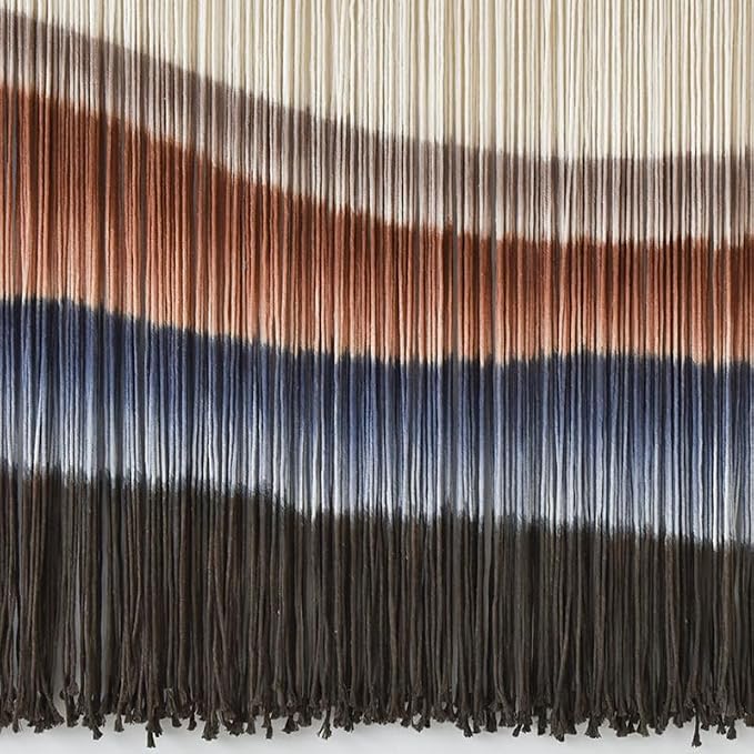 Macrame Wall Hanging Tie-Dye Bule Boho Wall Decor Yarn Fiber Art 57"W*35"L | Large Wall Hanging, Handmade Fiber Art, Dip Dyed Cotton, Boho Wall Decor, for Bedroom Decor Living Room Wall Accent - Image 7