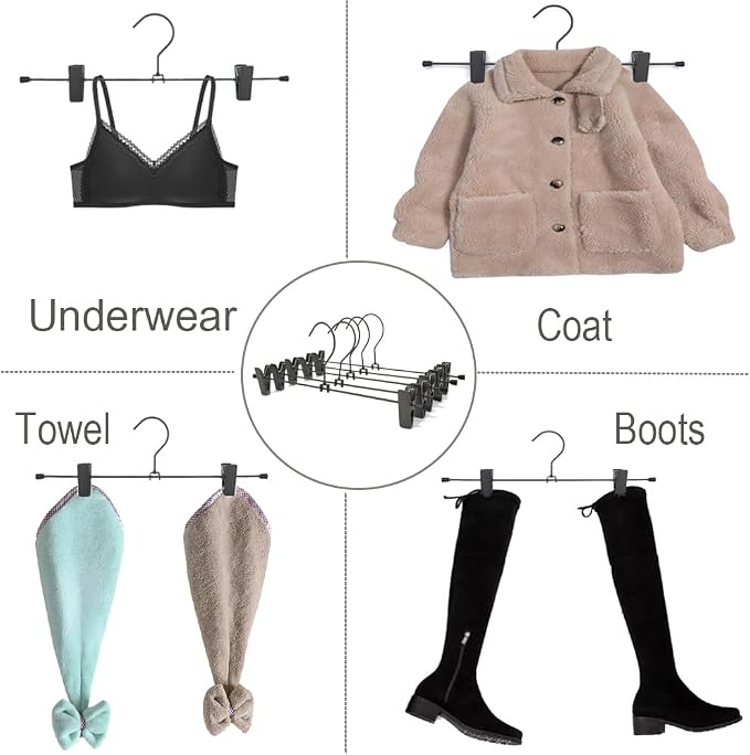 Pants Hangers 13.8" Dark Grey Skirt Clothes Rack with Clips Metal Clips Trousers Hanger Space Saving Slacks Hangers Durable and Sturdy Pants Display 30 Pack - Image 6