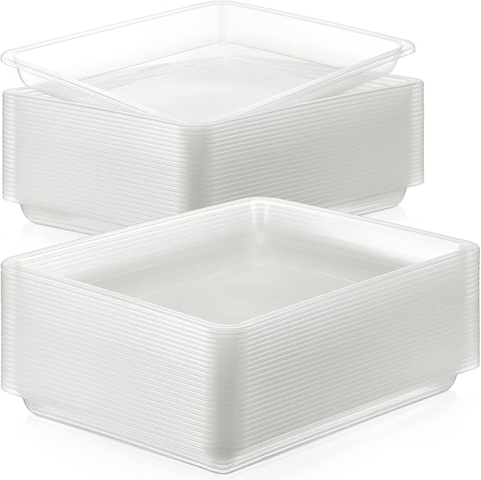 Maitys 24 Pcs Plastic Art Tray 11x8.7x1 Inch Activity Craft Tray,Clear | Classroom Serving Trays, Stackable Storage, Sand Trays for School Painting Beads Crafts DIY Projects by Maitys